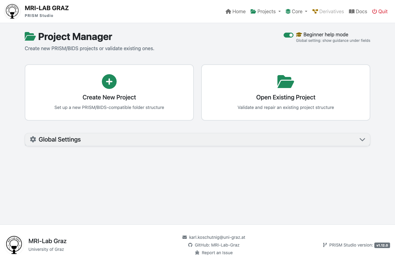 Projects page